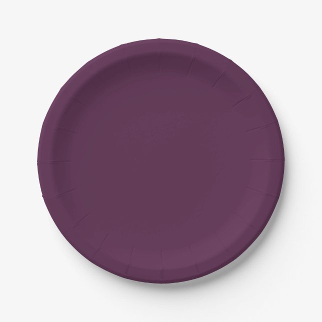 Solid eggplant purple paper plates (Front)