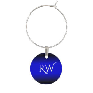 Solid Electric Blue Monogram Wine Charm