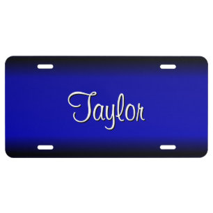 Solid Electric Blue Personalized License Plate