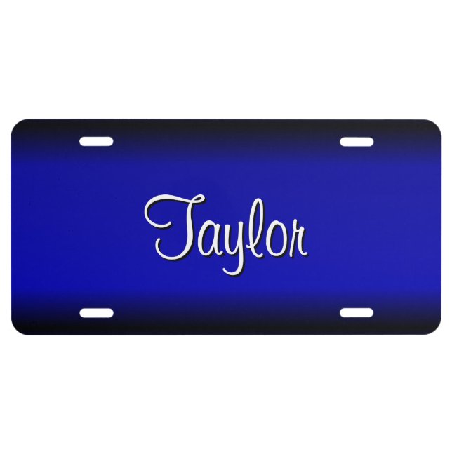 Solid Electric Blue Personalized License Plate (Front)