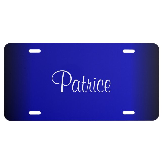 Solid Electric Blue Personalized License Plate (Front)