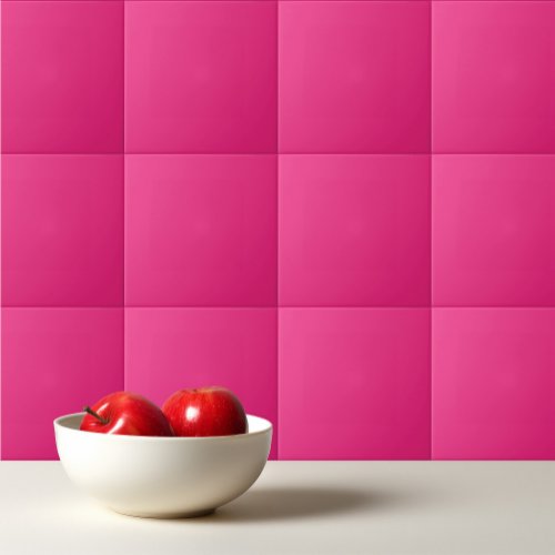 Solid electric pink ceramic tile