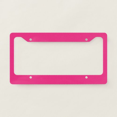 Solid electric pink license plate frame