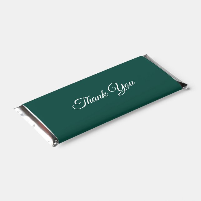 Solid Emerald Green Thank You Names and Date Hershey Bar Favors (Angled)