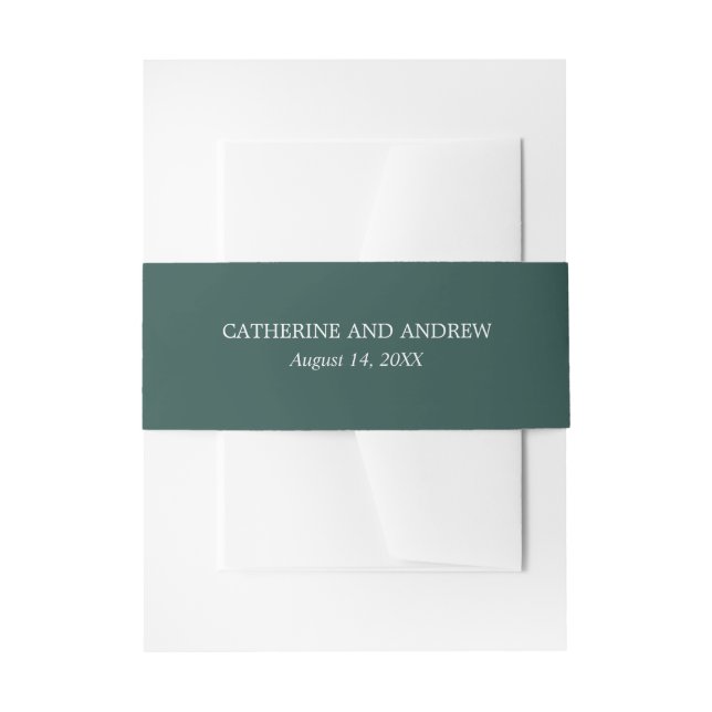 Solid Emerald Green Wedding Invitation Belly Band (Front Example)