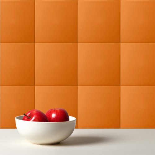 Solid flame orange ceramic tile