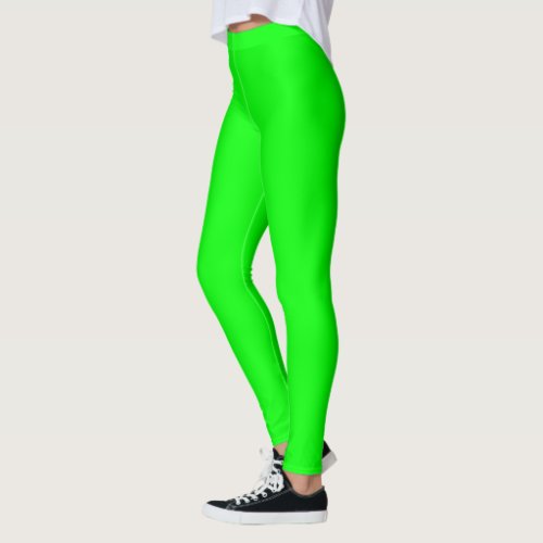 Solid Fluo Green Decor on Leggings