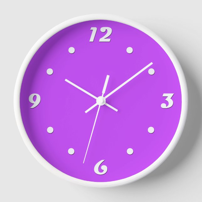 solid fluorescent bright neon purple   clock (Front)