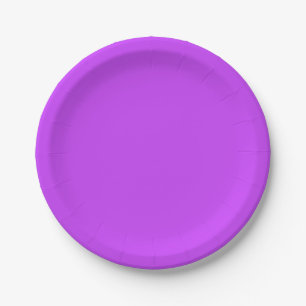 solid fluorescent bright neon purple paper plates
