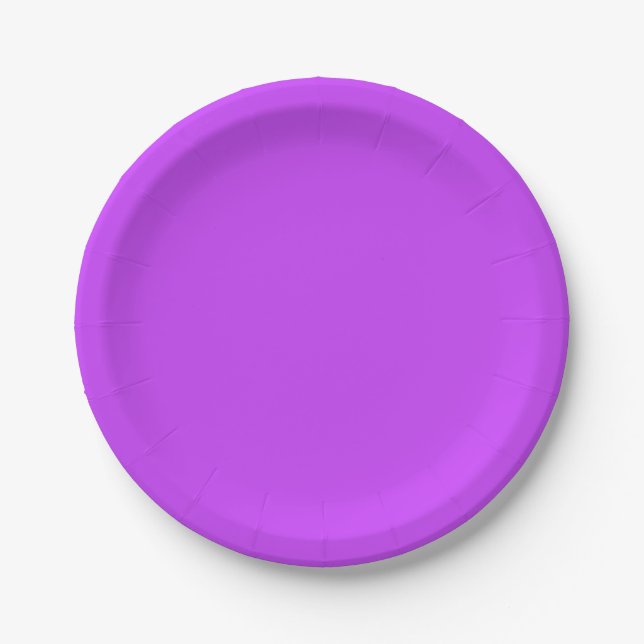 solid fluorescent bright neon purple   paper plates (Front)