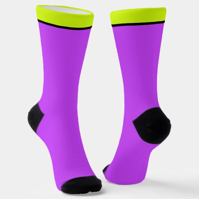 solid fluorescent bright neon purple  socks (Angled)