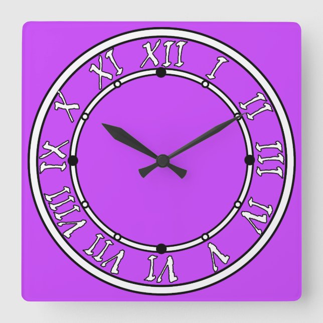 solid fluorescent bright neon purple   square wall clock (Front)