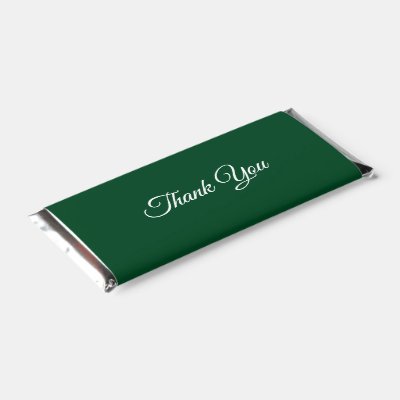 Solid Forest Green Thank You Names and Date  Hershey Bar Favors