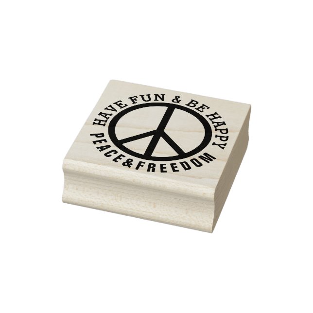 Solid Frame & Icon - PEACE + your Text Rubber Stamp (Stamp)