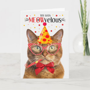 Solid Ginger Cat MEOWvelous Birthday Card