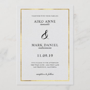 Solid Gold Frame Wedding Invitation by SimplyInvite at Zazzle