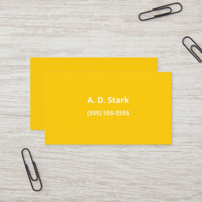 Solid Golden Yellow Minimalist Business Cards (Front/Back In Situ)