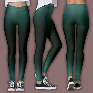 Solid Gradient Pattern Dark Emerald Ombre Leggings
