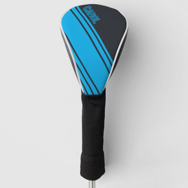 Solid Gray and Blue Customizable Golf Head Cover (Front)