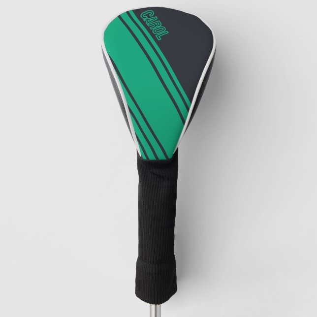 Solid Gray and Green Customizable Golf Head Cover (Front)