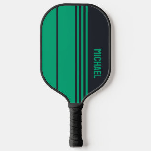 Solid Gray and Green Customizable Pickleball Paddle