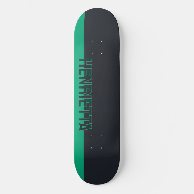 Solid Gray and Green Customizable Skateboard (Front)