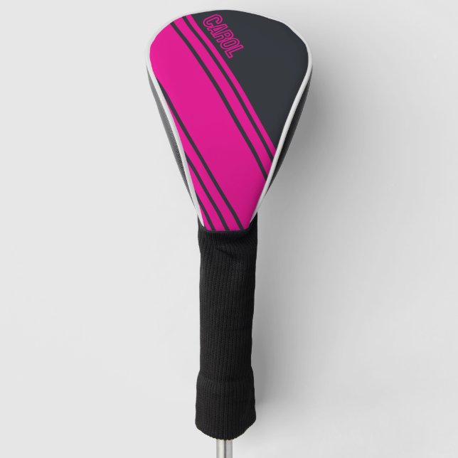 Solid Gray and Pink Customizable Golf Head Cover (Front)
