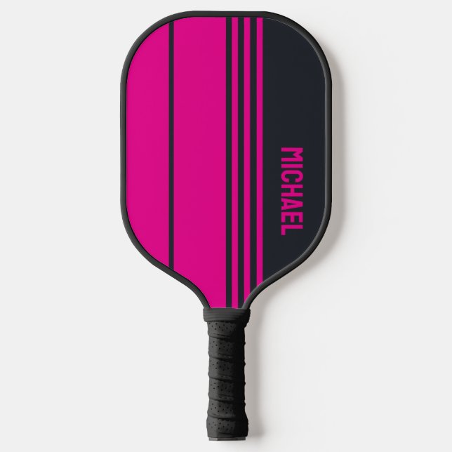 Solid Gray and Pink Customizable Pickleball Paddle (Front)