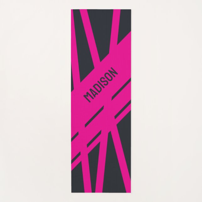 Solid Gray and Pink Customizable Yoga Mat (Front)