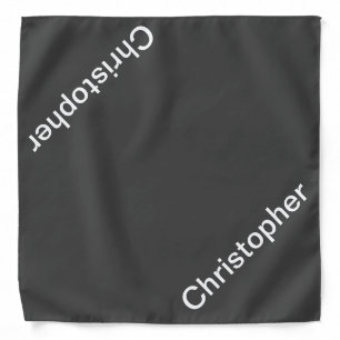 Solid Gray and White Personalized Name Bandana