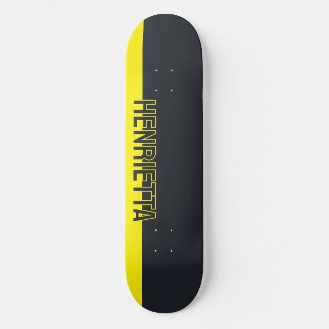 Solid Gray and Yellow Customizable Skateboard (Front)