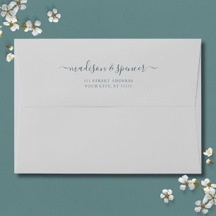 Solid Gray Blue Wedding 5x7 Envelope