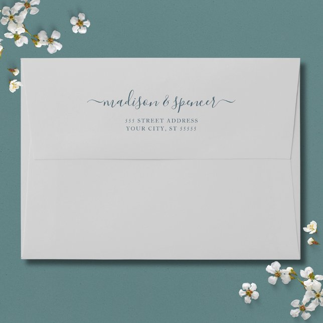 Solid Gray Blue Wedding 5x7 Envelope (Blue Gray Wedding Envelope)