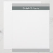 Solid Gray, Charcoal Gray Ribbon Name Monogram (Front/Back)