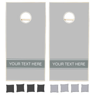 Solid Gray, Charcoal Gray Ribbon Name Monogram Cornhole Set