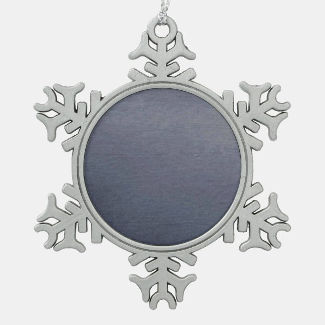 Solid Gray Snowflake Pewter Christmas Ornament (Front)