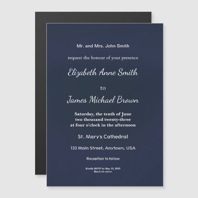 Solid Green Background  Magnetic Invitation (Front/Back)