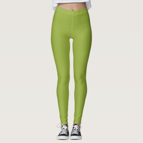 Solid green bamboo leaf leggings