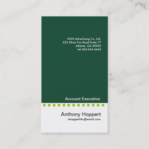 Customizable Solid Green Dash Business Card 3