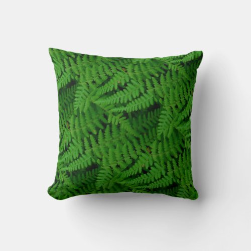 solid  green fern pattern abstract plain green bk throw pillow
