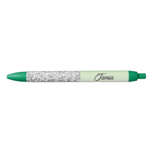 Solid green gradient and crystals black ink pen