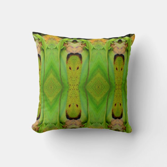 solid  green lizard pattern abstract plain green throw pillow (Front)