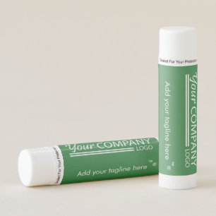 Solid Green, White Logo Promotional Branded Lip Balm