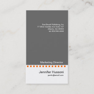 Solid Grey Orange Dash Business Card 2