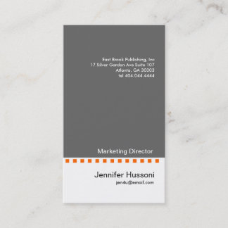 Solid Grey Orange Dash Business Card 2