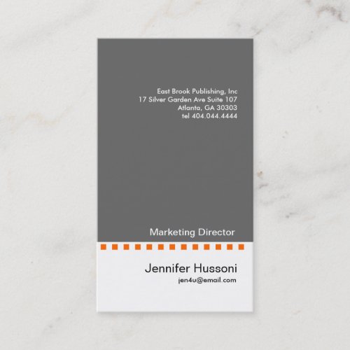 Solid Grey Orange Dash Business Card 2