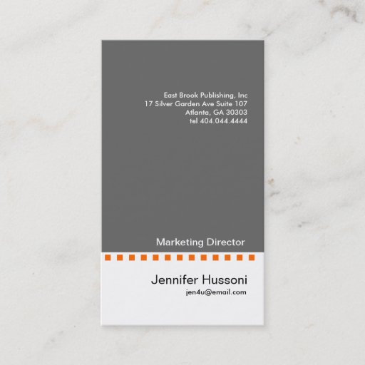 Customizable Solid Grey Orange Dash Business Card 2