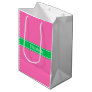 Solid Hot Pink #2 Emerald Green Rbn Name Monogram Medium Gift Bag