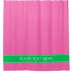 Solid Hot Pink #2 Emerald Green Rbn Name Monogram Shower Curtain