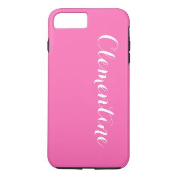 Solid Hot Pink Background  Name Monogram Iphone 8 Plus/7 Plus Case by FantabulousCases at Zazzle